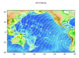 図中の数字は地震発生時（今朝8時頃）からの時間(hour)